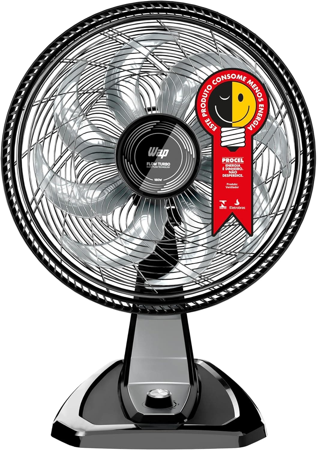 WAP Ventilador de Mesa e Parede 50cm FLOW TURBO, Tecnologia Silenciosa e Econômica, 8 Pás e 3 Velocidades, 180W 127V